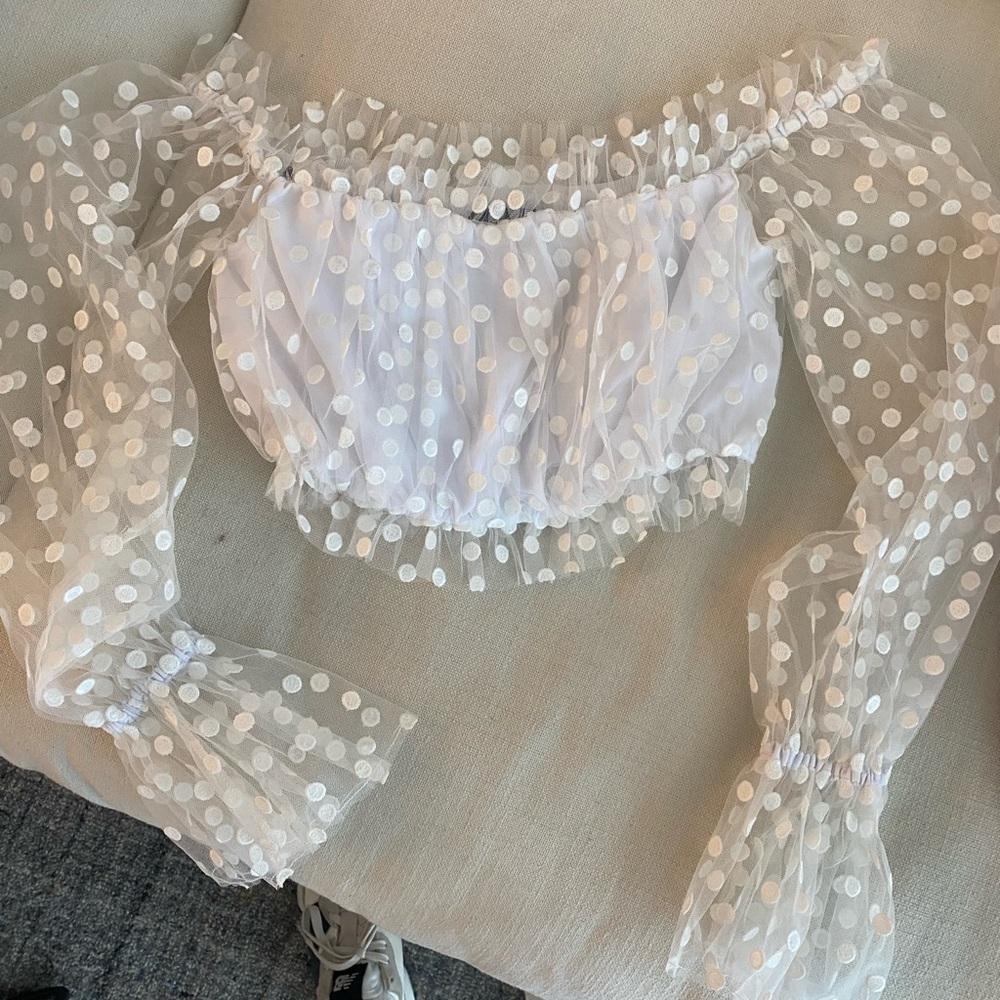Majorelle new white long sleeve cropped top